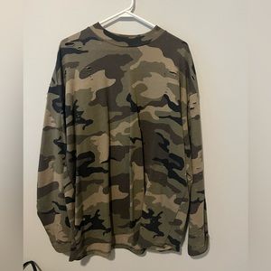 PacSun camo distressed crewneck
